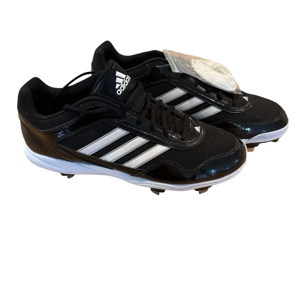 Adidas Baseball Cleat Sz 14 Men's Black New without Box Extra White Laces